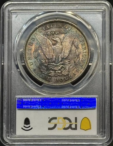 1889 Morgan Silver Dollar PCGS MS-64 Rainbow Toning - Afbeelding 2 van 3