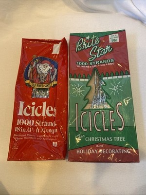 Lot of 2 Vtg Style Brite Star 18  Icicles Christmas Tree 1000 Strand Tinsel USA