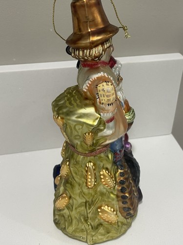 Vintage Blown Glass Santa Pilgrim Thanksgiving 8” Ornament Glitter - Picture 5 of 11
