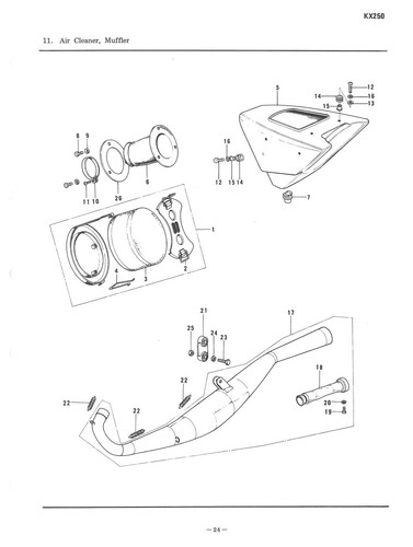 KAWASAKI Parts Manual KX250 1974 Replacement Spares Catalog List - Picture 3 of 4