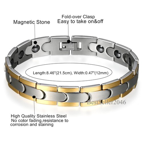 12MM Men Magnetic Link Chain Stainless Steel Bracelet w Free Link Removal Tool - Picture 2 of 7
