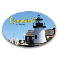 Magnet Me Up Connecticut Mystic Seaport Scenic Oval Magnet Decal, 4x6 Inches