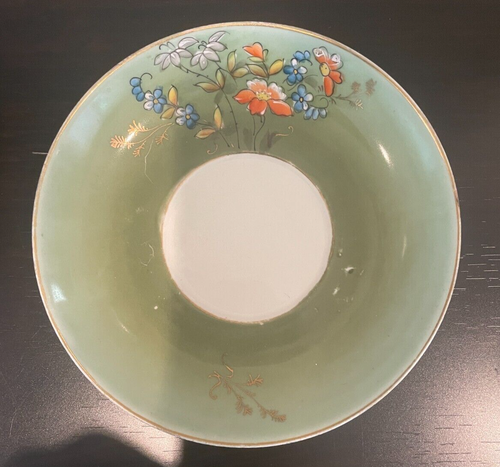 Taza/platillo dorado flores pintadas a mano fábrica imperial rusa Kuznetsov - Imagen 4 de 7