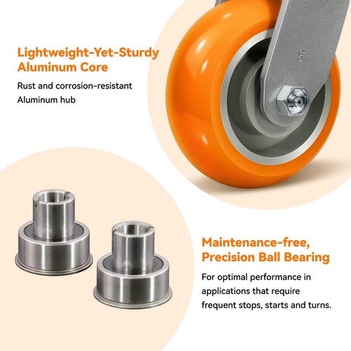 5 Inch Aluminum Core Polyurethane Heavy Duty Casters ,Capacity1000-4000LB - Picture 59 of 63