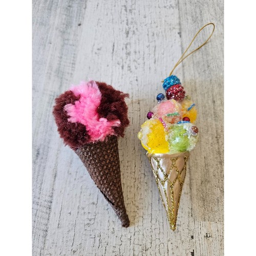 Ice cream cone sweet ornament Xmas tree set - Picture 1 of 9