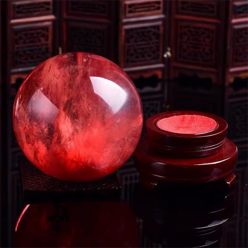 Natural Crystal Rare Beautiful Natural Red Calcite Quartz Crystals Sphere Ball H - Picture 6 of 14