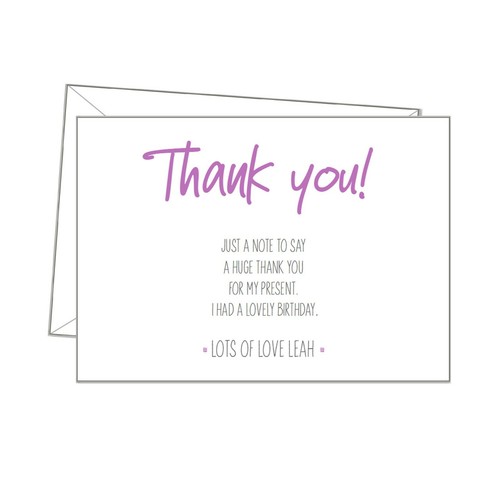 THANKYOU CARDS X10, personalised - birthday party, pink girl women's thanks - Picture 3 of 10