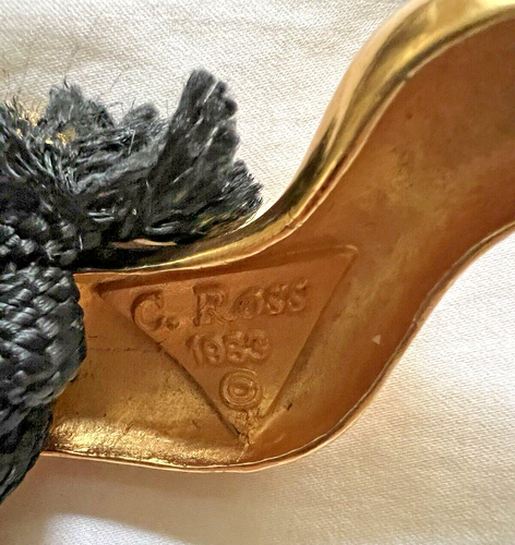 Vintage Gold 1983 signiert Christopher Ross Kolibri Gürtelschnalle mit Blume - Bild 7 von 9