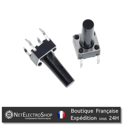 Bouton Poussoir Miniature 6 x 6 mm, Hauteur 4.3 à 15 mm, 5 à 20 pcs, Assortiment - Picture 14 of 16