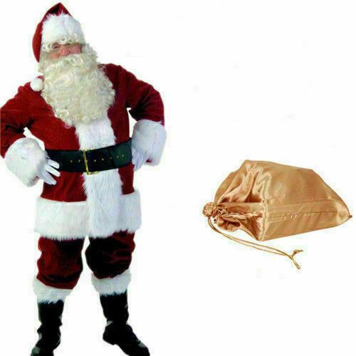 Juego de Vestir de Santa Claus Navidad Adulto Cosplay Vestido de Lujo Terciopelo Conjunto Completo EE. UU. - Imagen 10 de 13