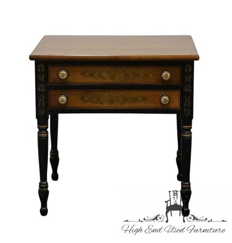 GENUINE HITCHCOCK Solid Cherry Hand Stenciled Black & Gold 22" Square Accent ...