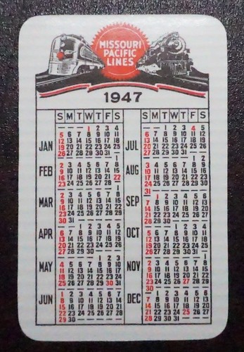 1947 Missouri Pacific Lines RR " STREAMLINER EAGLE " Kalender EINZELKARTE NOS - Bild 2 von 3