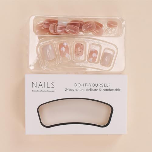 Heart Press on Nails Short Square Heart Fake Nails Valentines Day Heart Nails-W - Bild 5 von 7