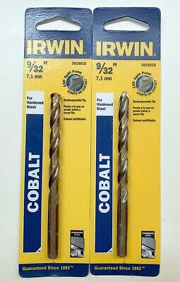 2 IRWIN 9 32 COBALT DRILL BITS 3016018 SPLIT POINT JOBBER LENGTH HARDENED STEEL eBay