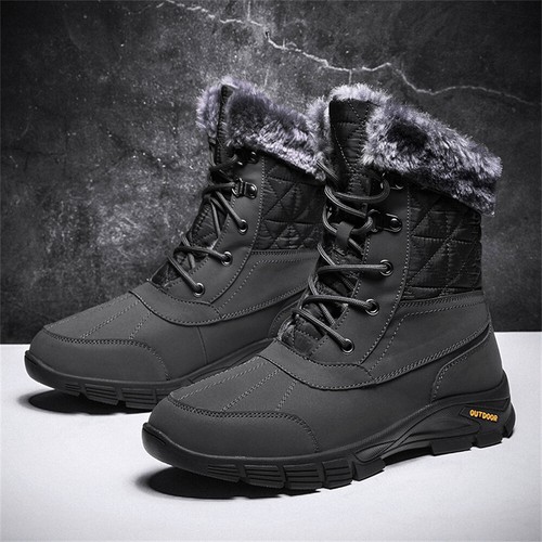 Mens Winter Boots Snow Boots Outdoor Warm Non Slip Fur Lined Ankle Boots - Bild 2 von 13