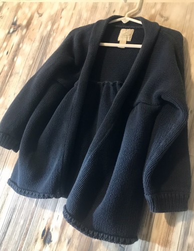 Fleur Des Champs Youth Girl Navy Blue Open Front Sweater Top Size XL 100% Cotton - Picture 3 of 7