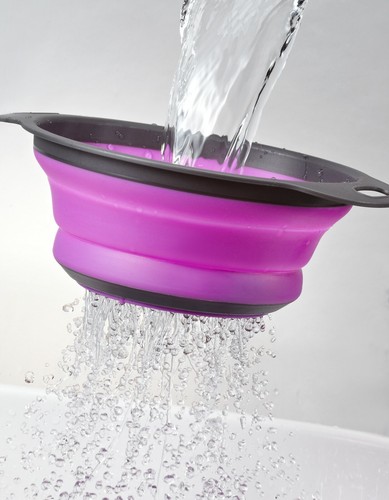 PURPLECHEF Collapsible Kitchen 2 PCS Silicone Strainer,Colander, Mixing Bowl Set - Picture 5 of 6