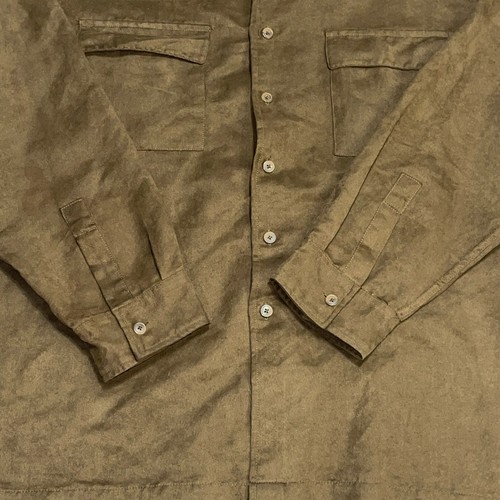 Bruno Shirt Mens XL Seuded Microfiber Button Up Brown Long Sleeve Collar Casual - Picture 7 of 10