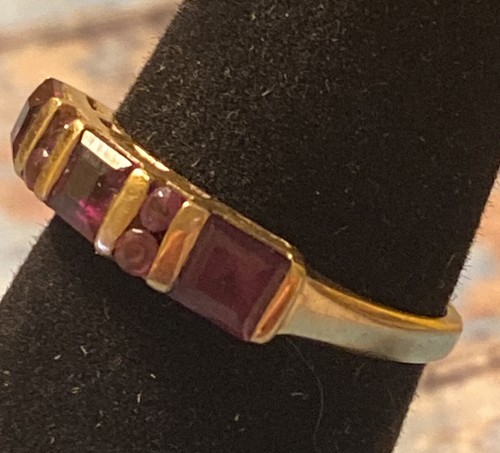 Nachlass Baguette Amethyst lila Prinzessin 10k Gelbgold Ringgröße 7 Geburtsstein - Bild 2 von 6