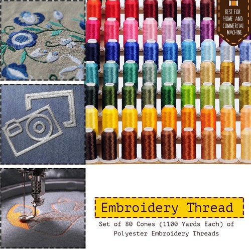 80 Spools 550Y Embroidery Polyester Machine Thread Compatible with Brother - Picture 5 of 6