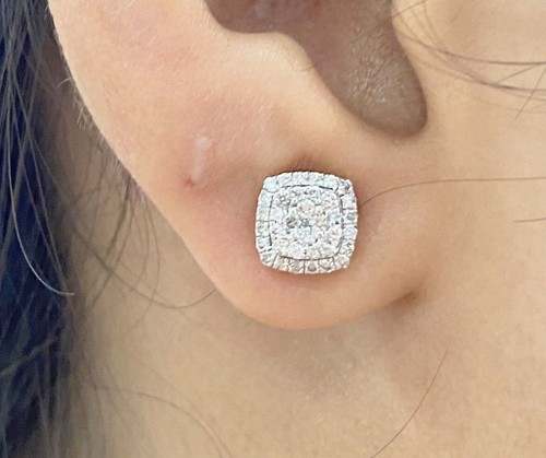  ANGEBOT! NATÜRLICHE RUNDE DIAMANT-CLUSTER-OHRSTECKER 0,50 KT IN 14 KARAT GOLD 7 MM - Bild 1 von 9