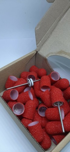 50 pcs, ∅ 13mm, 60 Grit, Coarse, MULTIBOR PEDICURE SANDING CAPS Red - Picture 1 of 3