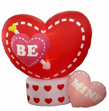 USED 6 Foot Tall Valentine's Day Inflatable Animate Hearts Be Mine Decoration