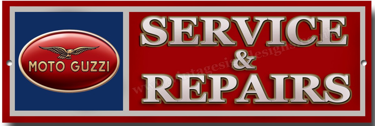 MOTO GUZZI SERVICE REPAIRS METAL SIGN.MOTO GUZZI MOTORCYCLE GARAGE SIGN. eBay