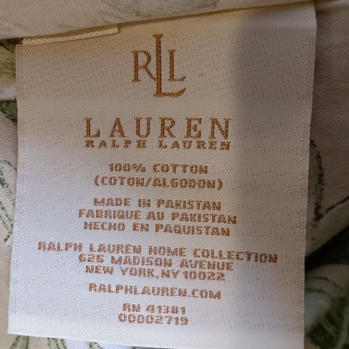 Ralph Lauren King Shams Grand Isle Bird Floral Print *PAIR* Green w/ Jute Edge - Picture 7 of 8