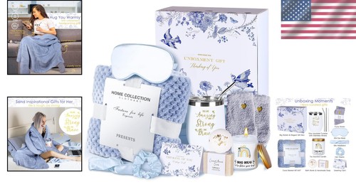 Stylish Self-Care Gift Box with Blanket, Socks & Relaxing Spa Essentials - Picture 2 of 9
