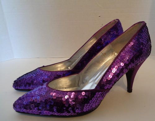 NOS Purple Sequin High Heel Party Shoes Caparros 7 1/2 | eBay