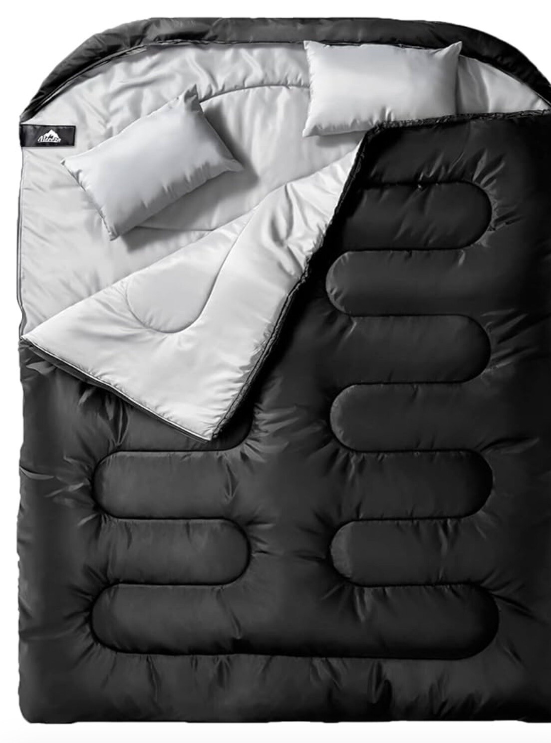 MEREZA Saco de Dormir Doble para Adultos Hombre con Almohada, XL Talla Queen Dos Personas