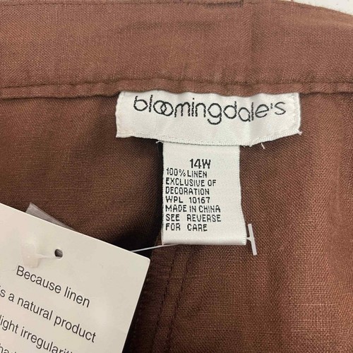NWT Brown Bloomingdales Linen Pants with Lace Detailed Hem Size 14W - Bild 3 von 8