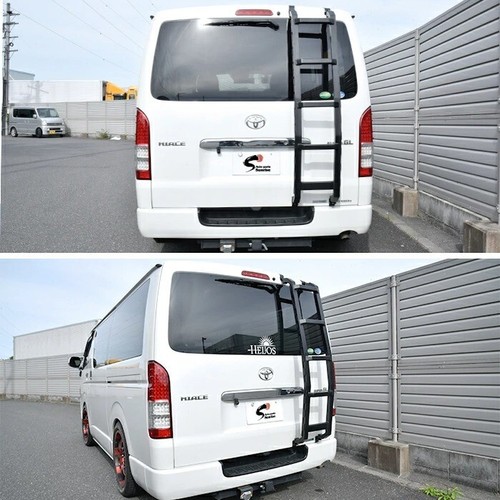 Toyota Hiace 200 Std Roof Rear Ladder Aluminum Black Right Side Ships from Japan - Picture 2 of 5