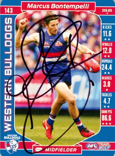 Signed 2016 WESTERN BULLDOGS AFL Premiers Card MARCUS BONTEMPELLI - Picture 1 of 2