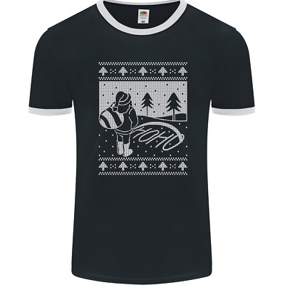 Naughty Santa Peeing in the Snow Weihnachten Herren Ringer T-Shirt FotL