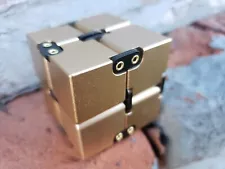 Gold Metal Aluminum Infinity Cube Fidget Toy Anxiety Stress ADHD OCD Adults Kids
