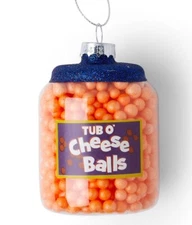 TUB O' CHEESE BALLS Cheesey Poof Snack Christmas Ornament - NEW