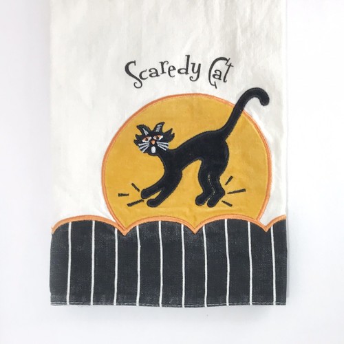 Aplique de toalla de paño de cocina Ritz Halloween Scaredy Cat 18" x 27" - Imagen 2 de 8