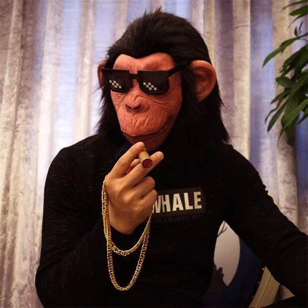 Мужские обезьяны очки комплект маскарад горилла новинка смешной полная голова маска костюм - Изображение 2 из 2