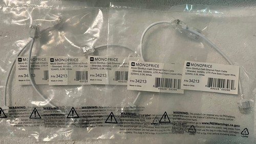5x Monoprice Cat6 Ethernet Patch Cable - 0.5 Feet - White | Stranded, 550MHz, - 第 2/3 張圖片
