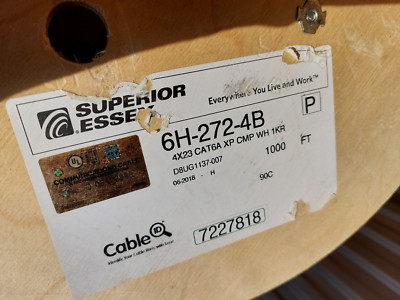 SUPERIOR ESSEX 6H-272-4B 1000 FT 4X23 CAT 6A XP-CMP WHITE 1KR-D8UG1137-007-WHITE