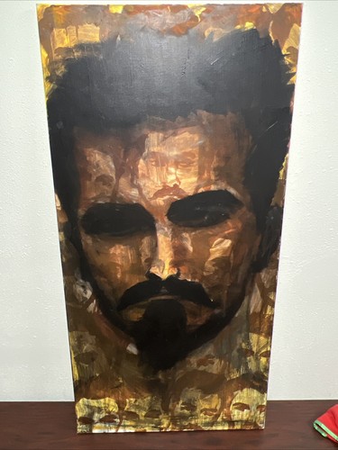 Original Oil Painting Portrait Man Multiple Face Long Vertical 24x48 Military  - Picture 20 of 24