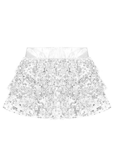 UK Kids Girls Sequins Tiered Ruffle Jazz Hip Hop Latin Samba Salsa Dance Skirted - Picture 20 of 73