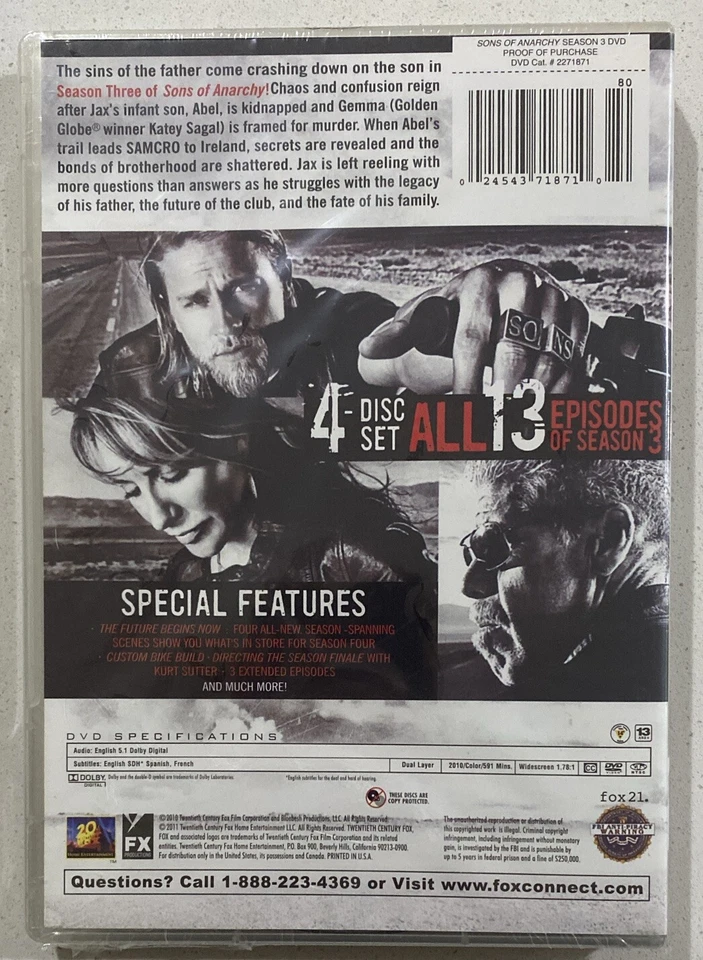 Sons Of Anarchy : Seasons 1-5 DVD TV Series Region 4 Brand New Free Postage. - image 4 of 4