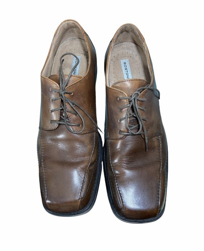 Clarks Bostonian Brown Leather Lace Up Oxford Square Toe Casual Shoes Sz 11 Mens - Picture 1 of 7