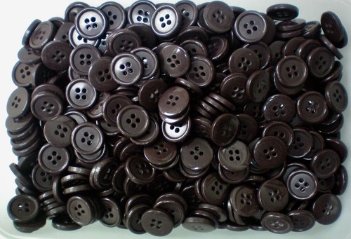 Buttons 15mm 20mm 23mm Chocolate Brown 4 Hole Polished Jacket (W593 W593A W594) - Picture 18 of 24