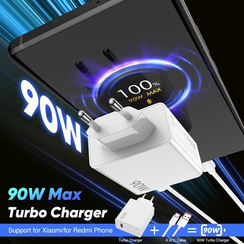 90W Chargeur Rapide avec Câble USB C 1M pour Xiaomi 15 14 13 Ultra POCO F6 X7... - 第 2/7 張圖片