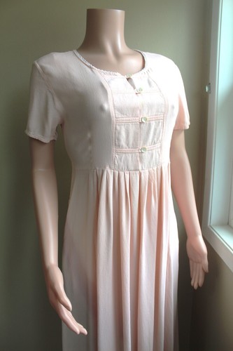 Nina Piccalino 8 M Pink Rayon Crepe Midi Dress Tie Back Vintage 90s Cottage Core - Picture 3 of 14