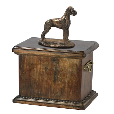 Dogue allemand urne avec une statue en bois Art-Dog - Photo 1/4